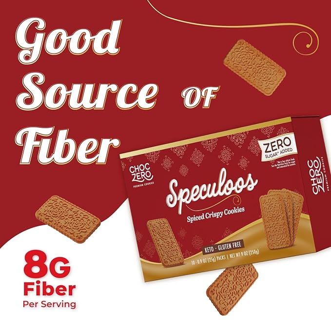 ChocZero Speculoos Cookies, Gluten Free, No Added Sugar, Spiced Windmill Keto Cookie, 30 Cookies Per Box, 9 Ounce (Pack of 2)