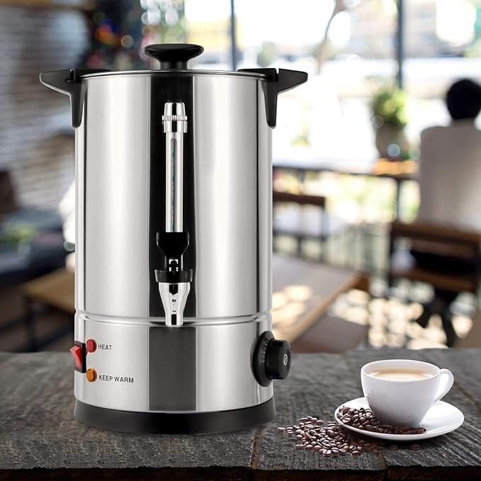 8L/2.11gal Commercial Coffee Urn, Gallon Double Wall Commerical Coffee Maker, 50 Cup Commercial Grade Stainless Steel Percolate Coffee Maker for Events, Offices and Catering
