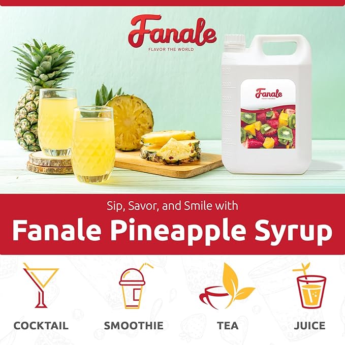 Fanale Premium Flavoring Concentrated Syrup for Bubble Tea 11 lb | Pineapple Flavor Syrup | for Boba Tea, Smoothies, Slushes, Desserts | 11lb | SRP100