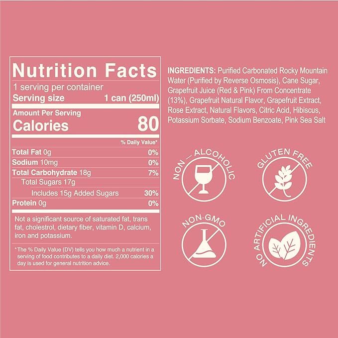 Strongwater Non Alcoholic Paloma - 12 Pack Cans (8.4 Fl Oz Each) - Premium Non Alcoholic Drinks - Ready to Drink Paloma, Alcohol Free Drinks, Made with Grapefruit Juice, Hibiscus, Rose, and Sea Salt