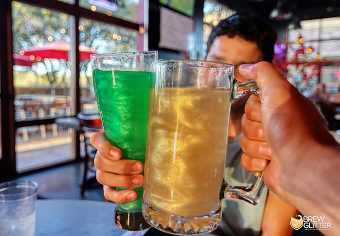 Green BREW GLITTER Edible Glitter For Drinks, Cocktails, Beer, Garnish Glitter & Beverages | KOSHER & HALAL Certified | 100% Edible & Food Grade | Vegan, Gluten, Nut Free (25g, Green)
