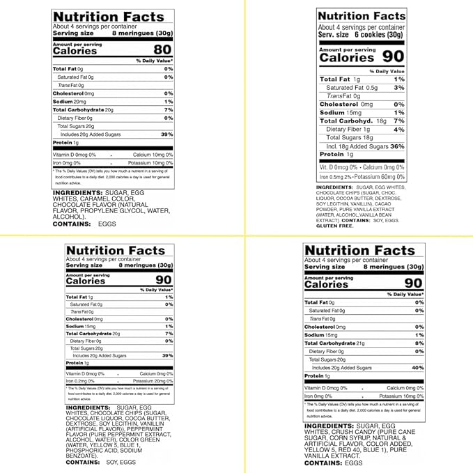 4 Pack Krunchy Melts Original Meringue Cookies | Chocolate Extravaganza 4-Pack | Chocolate, Chocolate Chip, Mint Chocolate Chip, S’mores Crush | Only 80-90 Calories Per Serving | Low Fat/Fat Free, Gluten Free, Dairy Free (4 Oz)
