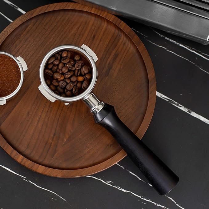 CrossCreek 58mm Espresso Double Spouts Portafilter with 2 Ear | Fits E61 | Flair/Rocket/Sanremo/Expobar etc. | Stainless Steel Basket and Solid Wood Handle | Espresso Accessories