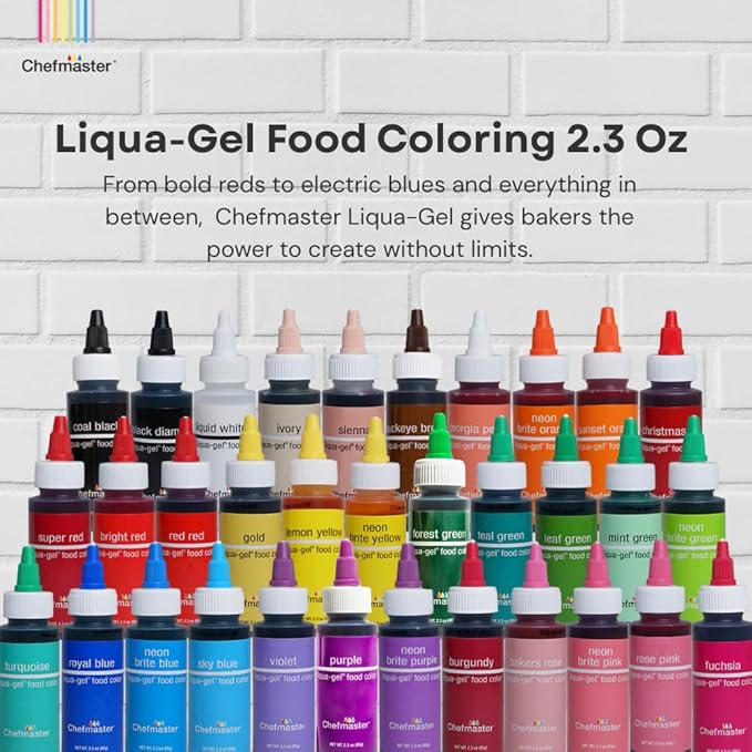 Chefmaster Buckeye Brown Liqua-Gel® Food Coloring | Vibrant Color | Professional-Grade Dye for Icing, Frosting, Fondant | Baking & Decorating | Fade-Resistant | Easy-to-Use | Made in USA | 2.3 oz