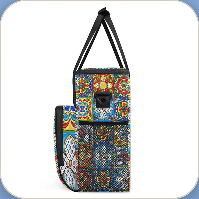 mandala flower vintage Coffee Maker Carring Bag Travel Carrying Storage Tote Bag Compatible with Keurig K-Mini or K-Mini Plus Portable Single Serve Coffee Brewer Case with Pockets for K-cup Pods