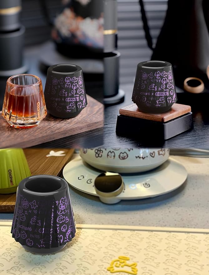 Cocinare x Chanoir KissCup Art Ceramic Espresso Cup – 2.2oz Demitasse Cup for Espresso, Pour-over coffee and Tea, Chanoir Black, Art de Paris Collaboration