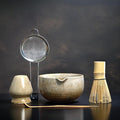 Matcha Whisk Set, Matcha Set, Handcrafted Bamboo Chasen & Ceramic Bowl Matcha Kit, 5 Pcs Matcha Set Whisk and Bowl with Stainless Steel Sifter, Bamboo Scoop & Holder for Matcha Tea Ceremony,Taupe