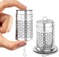 2 Pack Reinmoson Mini Tea Strainers for Loose Tea, Extra Fine Mesh Tea Infuser, 304 Stainless Steel & Updated Slim Threaded Lid, Loose Leaf Tea Steeper for Black Tea, Rooibos, etc