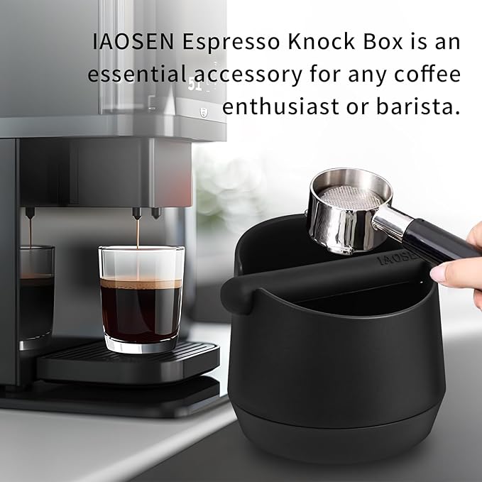 Knock Box 6 Inch Extra Large Capacity Design Espresso Knock Box Shock-absorbent Knock Box Espresso with Removable Knock Bar and Non-Slip Base Espresso Accessories for Home/Office