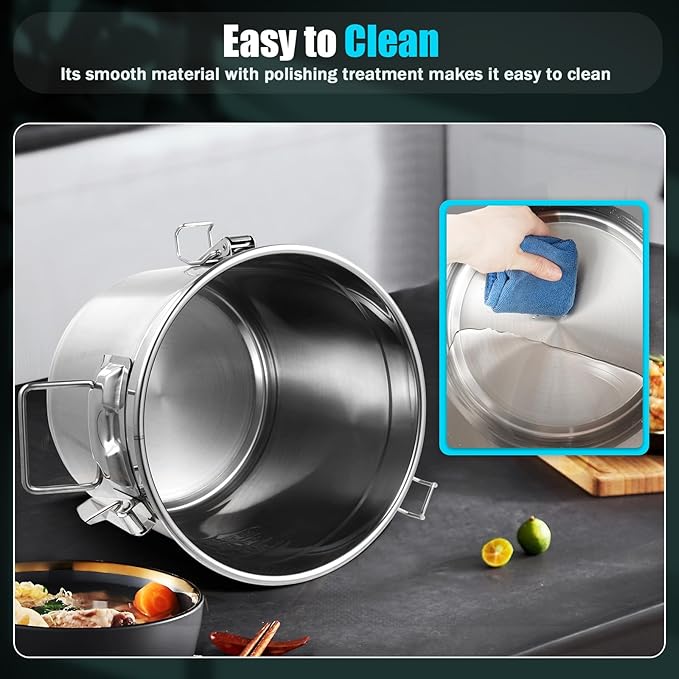 405 OZ Stainless Steel Canister Rice Cereal Grain Storage Containers with Lid Airtight Coffee Bean Storage Milk Flour Sugar Food Storage for Home Bar Restaurant (12L/405 OZ)
