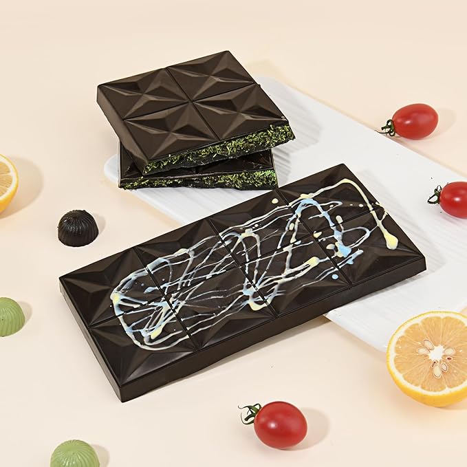 2 Pcs Chocolate Molds Silicone, Deep Chocolate Bar Mold, Non-Stick Food Grade Chocolate Mold for Dubai Chocolate Bar Pistachio, Candy and Chocolate Making - Four-Star Shape