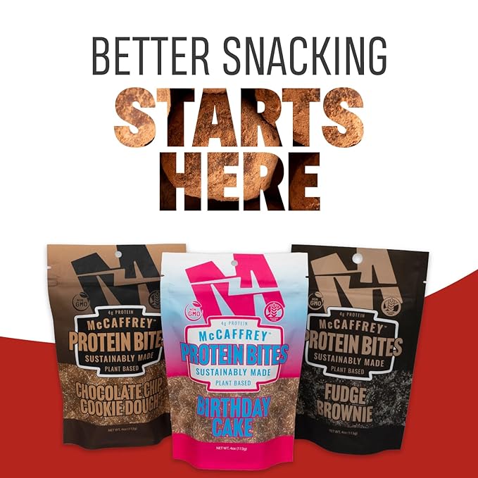 McCaffrey Protein Bites – Cookie Dough Flavor – 6 Multi-Serving 4oz Bags – 4g of Protein per Serving – Gluten-Free, Vegan, High Fiber Energy Snack for Active Families
