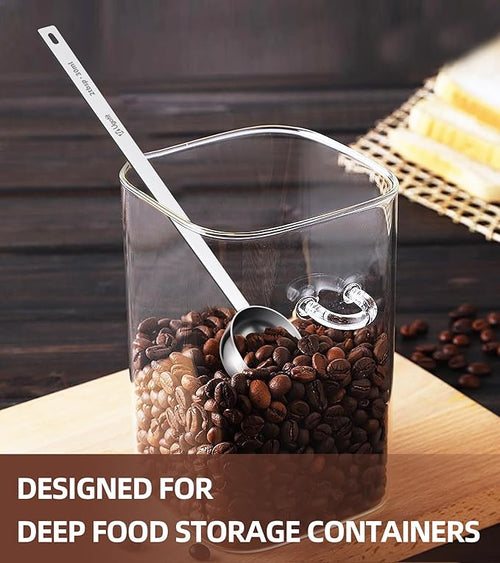 304 Stainless Steel Coffee Scoop 1 Tablespoon, Long Handle Measuring Scoop for Deep Jars, Dishwasher Safe, Engraved TBSP/ML Markings