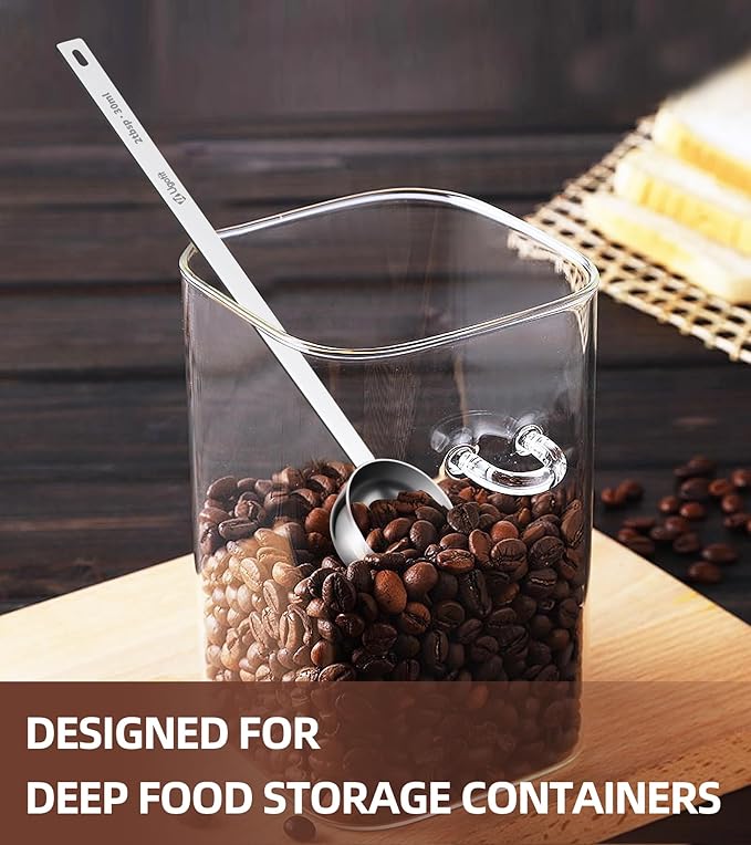 Coffee Scoop for Ground Coffee, 304 Stainless Steel Long Handled Measuring Scoop Set, 2 Tablespoon Coffee Bean Scoop for Protein Powder, Tea, Baking (2pcs)