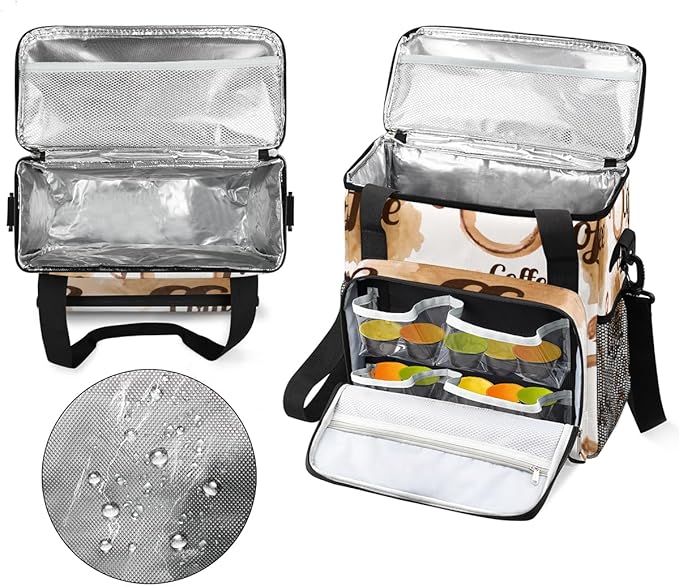 Watercolor Coffee Coffee Maker Carring Bag Coffee Beans Travel Carrying Storage Tote Bag Compatible with Keurig K-Mini or K-Mini Plus Portable Single Serve Coffee Brewer Case with Pockets for K-cup Pods