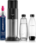 SodaStream E-Duo Sparkling Water Maker (Black) with 60L CO2, 1 BPA- Free Carbonating Bottle and (1)1L Glass Bottle