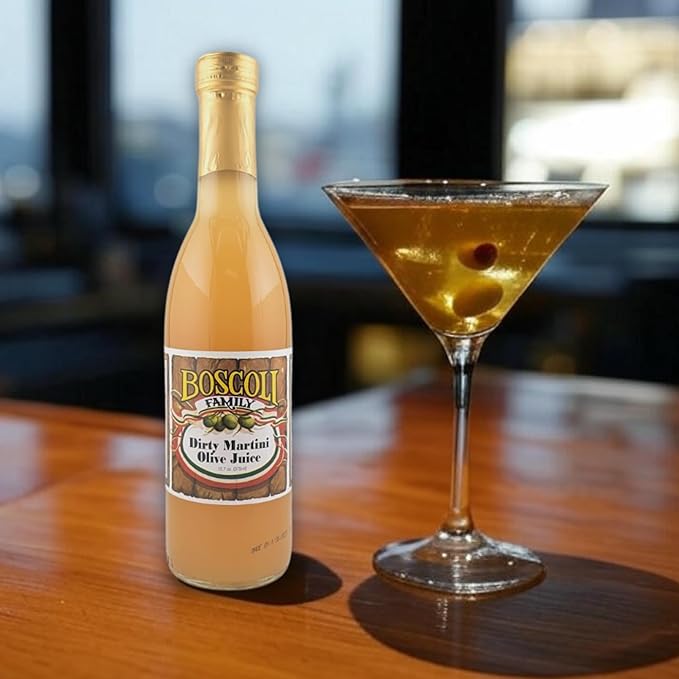 Boscoli Dirty Martini Olive Juice - 12.7 oz Bottle, Pack of 3, All Natural, Gluten-Free - Premium Cocktail Mixer for Martinis & Bloody Marys