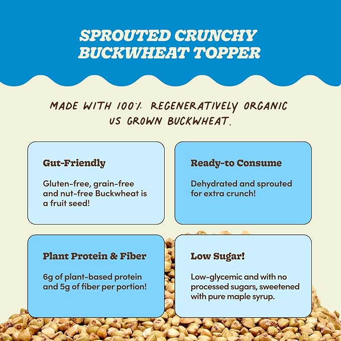 Lil Bucks Sprouted Regeneratively Grown Buckwheat Seeds– Paleo Cereal, Gluten-Free Granola, High in Protein, Low Sugar, Organic Superseed Crunch (ORIGINAL, 3 Pack)