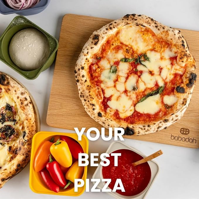 Babadoh Pizza Making Accessories | Pizza Dough Proofing Containers with Lids | Set of 3 | Dough Colour | Original Size (make 12" Pizzas)