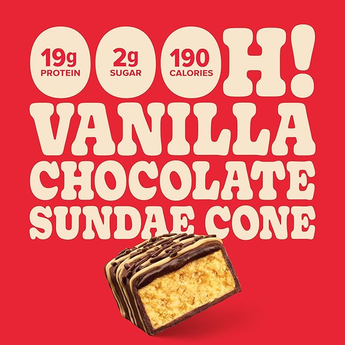 Pure Protein Bars, High Protein, Nutritious Snacks to Support Energy, Low Sugar, Gluten Free, Sundae Cone, 1.76oz, 12 Count (Packaging May Vary)