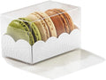 Pastry Chef's Boutique Premium Clear and White Insert Gift Wedding Party Favor Boxes for French Cake Macarons 3.14'' x 2'' x 2'' - Holds 3 Macarons - Pack of 25