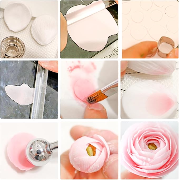 KALAIEN 6 Set Gumpaste & Fondant Flower Cookie Cutter Set - 18pcs for Wedding & Birthday Cake Decorating