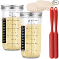 24 OZ/2 Pack Pro Pack Pro Sourdough Starter Kit – Extra Thermometer Strips and Breathable Covers Included in Sourdough Starter Jar – A Perfect Sourdough Bread Starter Kit for Beginners to Expert