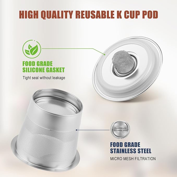 Pro Mael 2-Pack Reusable K Cups Coffee Pods, Universal Stainless Steel Refillable Reusable K Cup Coffee Filters