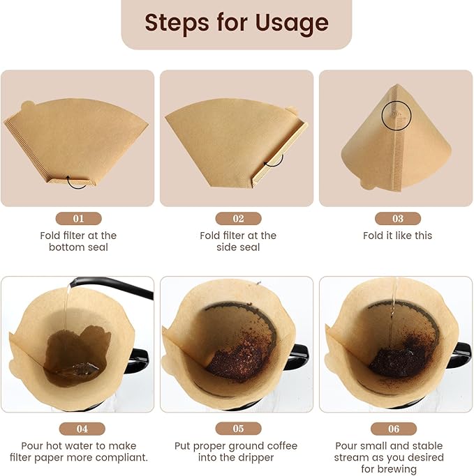Coffee Filters 160 Count, Size 04 Cone Filters 8-12 Cup, Unbleached Disposable Natural Paper Filters, 04 Cone Filters For Pour Over and Drip Coffee Maker
