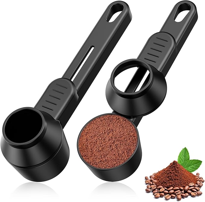 CAPMESSO Coffee Scoop & Funnel for Reusable K Cup Refillable Coffee Pods: 2 Tablespoon Coffee Measuring Scoop - Easy Slide Scoop for Ground Coffee, Protein Powder, Tea without Spilling (2 Pack)