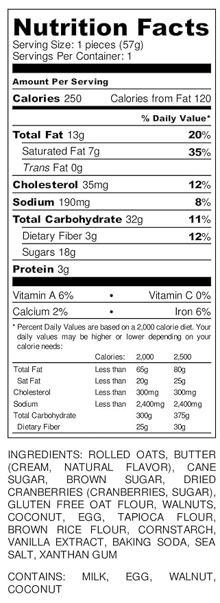 Eban’s Fresh Baked Gluten-Free Cookies - 24 Large Cookies (2 Boxes of 12) - Soft and Chewy, Individually Wrapped, Gourmet, Preservative Free, Non-GMO (Cranberry Walnut Coconut Oatmeal)