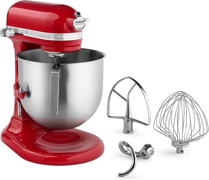 KitchenAid KSM8990ER 8-Quart Commercial Countertop Mixer, 10-Speed, Gear-Driven, Empire Red