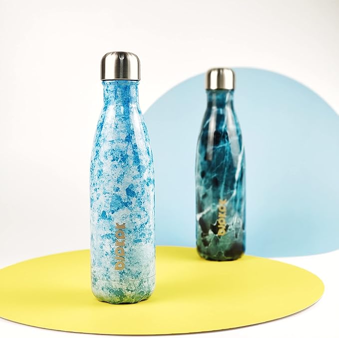 BJPKPK Insulated Water Bottles 17oz Stainless Steel Sports Water Bottles Keep Cold for 24 Hours and Hot for 12 Hours,BPA Free,Marble Blossom