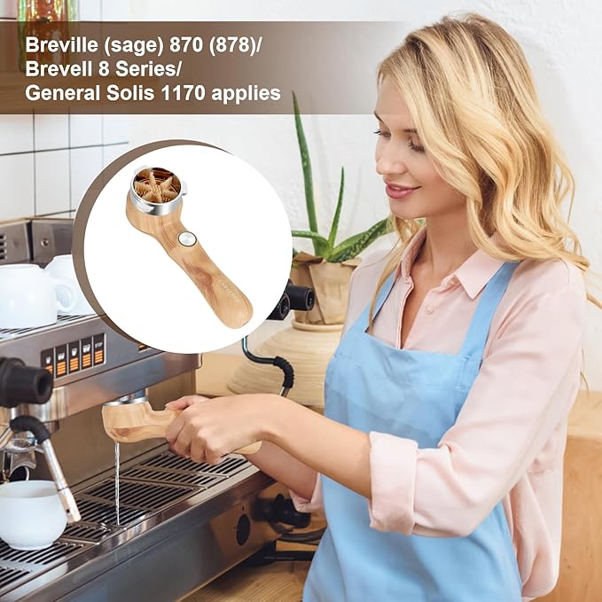 Espresso Coffee Machine Cleaning Brush Wood grain color espresso machine electric cleaning brush 360° Totally enclosed cleaning espresso brush Compatible with 54mm Breville Machines