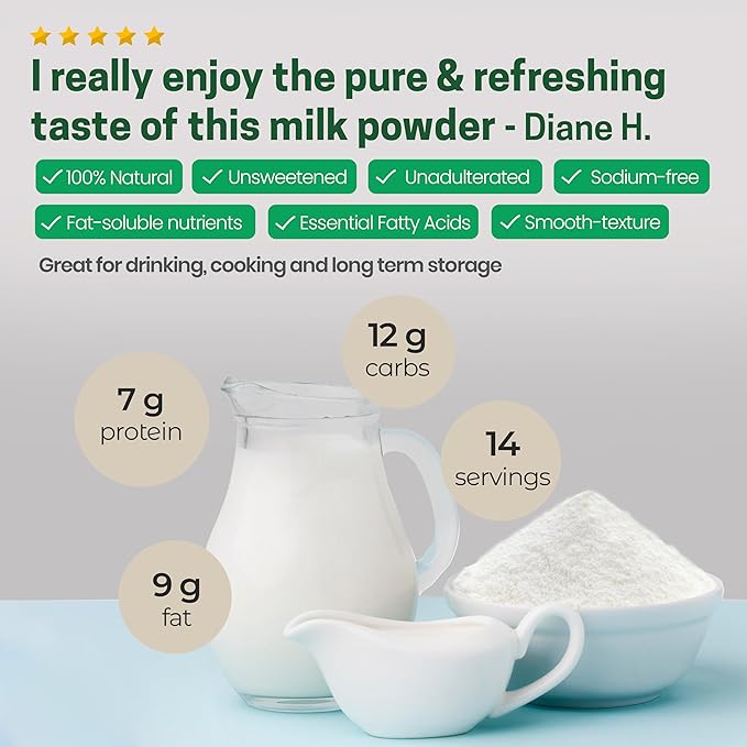 Z Natural Foods Premium Whole Milk Powder - Powdered Milk for Baking, Cooking, Drinks - Dry Milk Powder, Pasteurized, Non-GMO, Gluten-Free, Kosher-Certified, 1 lb