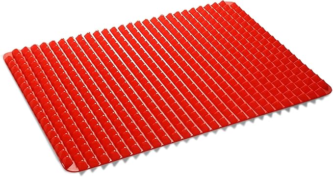Silicone Baking Mat Red Pyramid Non Stick Bacon Microwave Tray Pastry Mats Red BBQ Grill Mat Baking Supplies oven Liners For Bottom Of Oven - 16 X 11''Silicone Mats For Kitchen Counter 1 Pack
