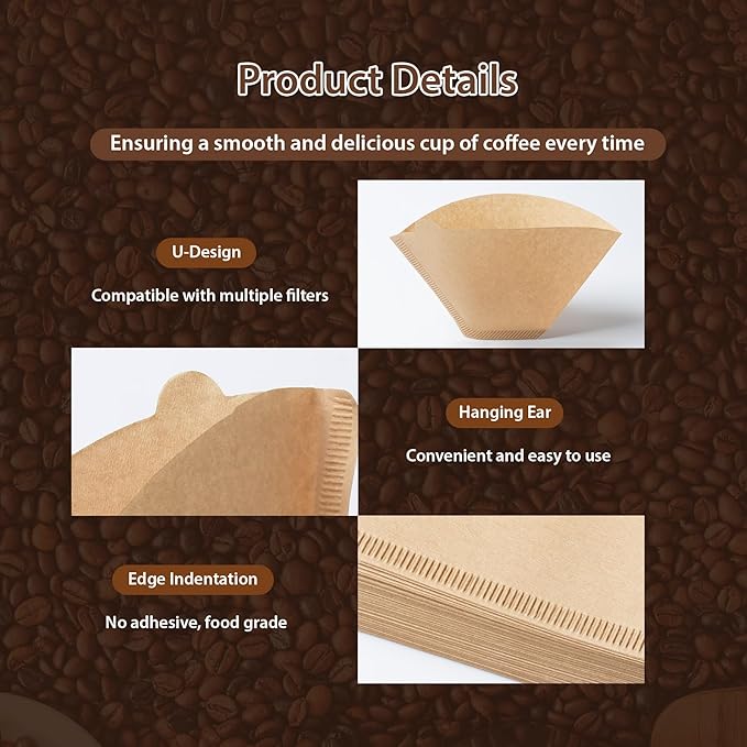 600 Count Cone Coffee Filters #4, Natural Brown Paper Cone Shaped Coffee Filters for Pour Over and Drip Coffee Maker (100 Count, Pack of 6)