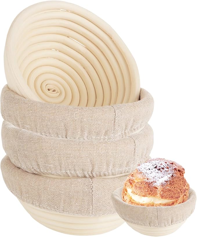 4 PCS Round Sourdough Proofing Basket 5 Inch Bread Proofing Baskets for Sourdough Bread Baking Small Batton Bread Basket Proofing with Removable Liner Cloth