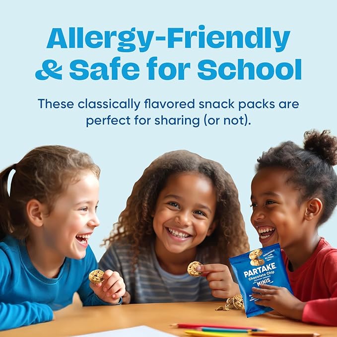 Gluten Free Partake Crunchy Chocolate Chip Cookies - Vegan - Free From the Top 9 Allergens Including Dairy, Wheat, Soy, Eggs, & Peanuts - Safe School & Office Snack (20 Packs, 0.67 oz)