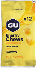 GU Energy Chews, Lemonade Energy Gummies with Electrolytes, Dairy-Free, On-The-Go Energy for Any Workout, 12 Bags (24 Servings Total)
