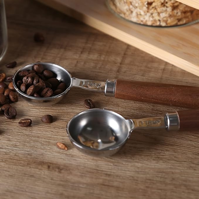 KKC Glass Coffee and Sugar Containers with Airtight Hinged Lids,Sealed Glass Jar Canisters with Scoops for Ground Coffee,Beans,Loose Leaf Tea,Nuts,Matcha,40 Fl oz