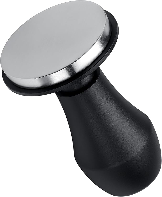 Normcore 58mm Coffee Tamper V4.1 with Click Feedback, Self-Leveling Spring-Loaded Design, 304 Stainless Steel Flat Base for 58mm Espresso Portafilters, Black Anodized Aluminum Handle