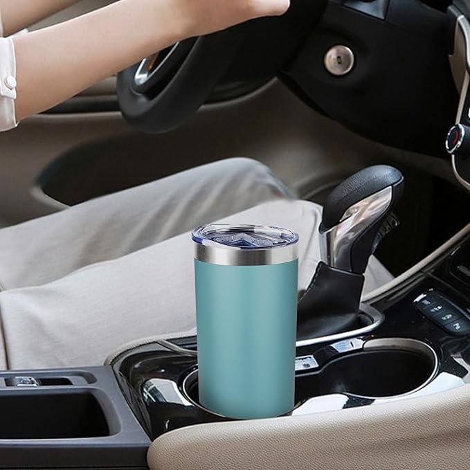 20 oz Skinny Tumblers with Lid and Straw,Stainless Steel Vacuum Insulated Tumbler Cup Double Wall Travel Coffee Mug, Thermal Water Tumbler for Hot and Cold Drinks(Glacier blue,4)