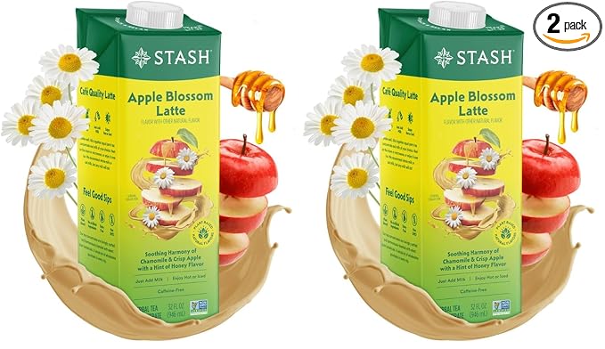 STASH Apple Blossom Latte - Dairy Free Plant Based Chamomile Tea Concentrate - Caffeine-Free - 32 fl oz, 5 Servings (Pack of 2)
