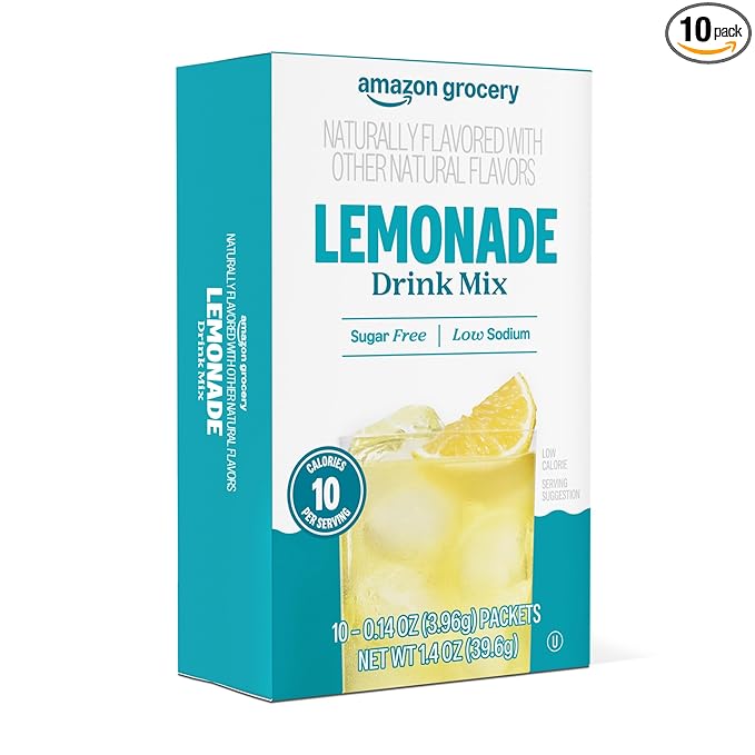 Amazon Grocery, Lemonade Drink Mix, 10 packets, 1.4 Oz (Previously Happy Belly, Packaging May Vary)