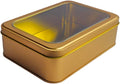 Gold Metal Tin Box With Clear Lid – Multipurpose Tin Storage Container for Cookies,Jewelry, Crafts, Pills, Gifts, Pencils and More - 7.25 x 5.25 x 2.25 Inches