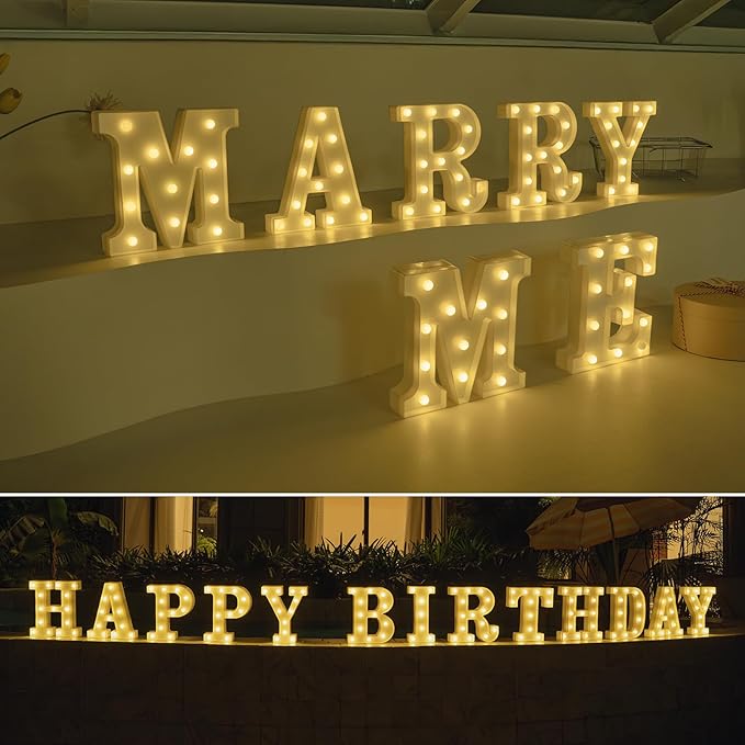 Foaky LED Letter Lights Sign Marquee Light Up Letters Sign for Night Light Wedding/Birthday Party Battery Powered Christmas Lamp Home Bar Decoration(Y)