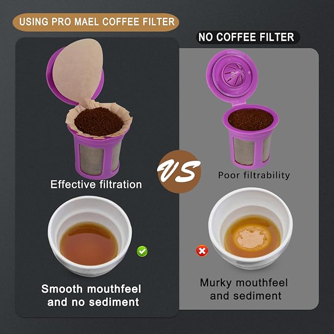 Pro Mael Disposable K Cup Filters with Lid, Coffee Filter Paper for Keurig Brewers Single Serve 1.0 and 2.0, Use with Reusable K Cup Pods (100 Count, Natural Unbleached)