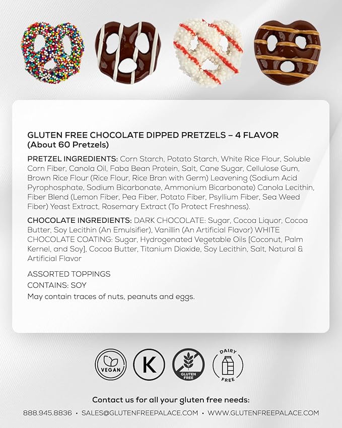 Gluten Free Palace Chocolate Covered Pretzels Gift Basket – Gluten Free Pretzel Chocolate Gifts – Thank You, Corporate, Birthday (4 Flavors)