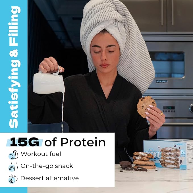 My Cookie Dealer Protein Cookies, Milk & Cookies (2.2oz, Pack of 6) - 15g Protein per Cookie - Individually Wrapped Workout Snacks for On-The-Go Travel